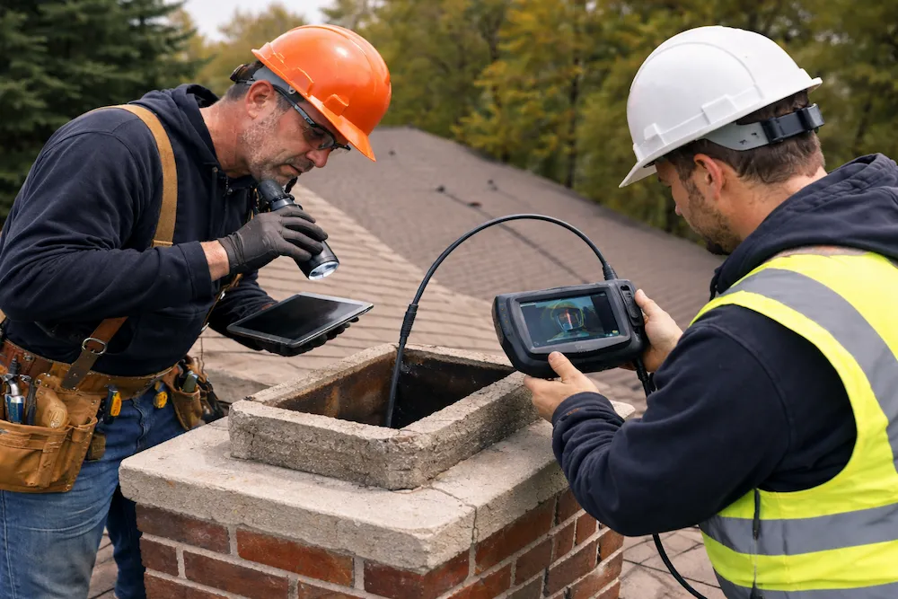 Chimney inspection using camera equipment