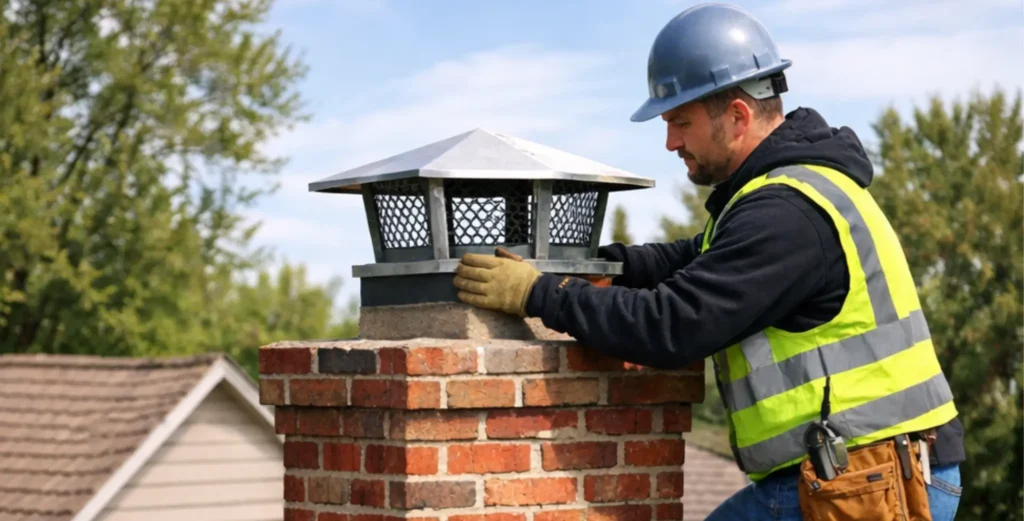 Chimney cap installation by certified technician